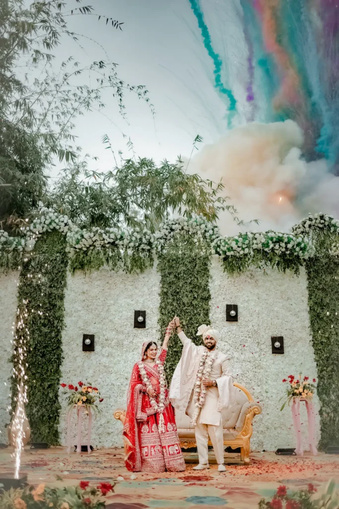 Aarti Alok Couple Colour Smoke Portrait