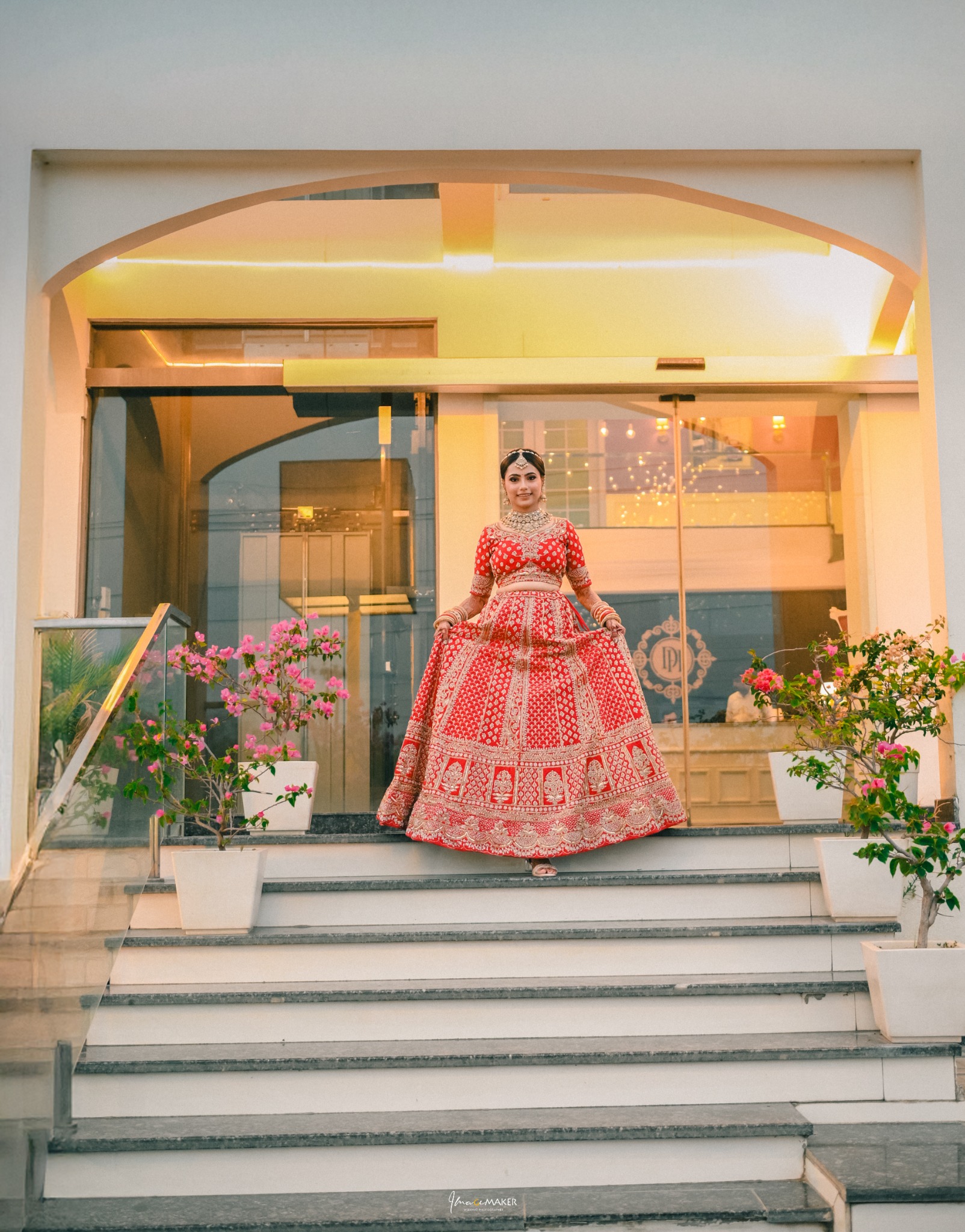 Bridal Portrait in Red Lehenga