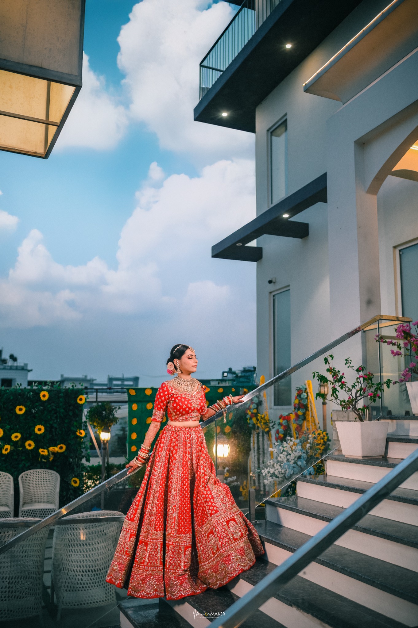 Bride on Outdoor Staircase