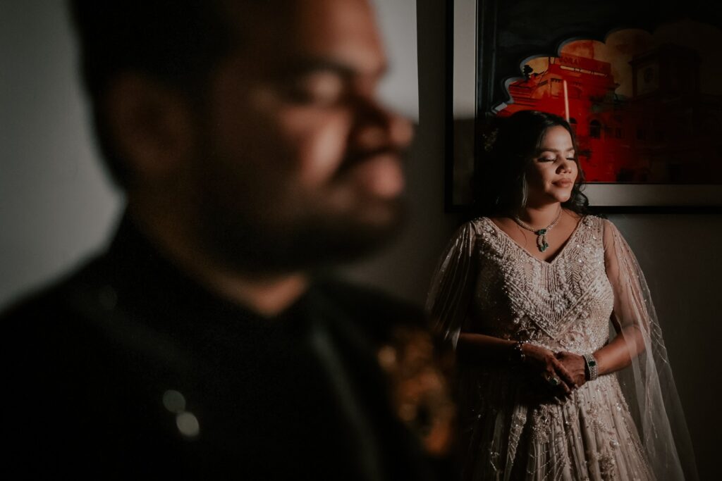 Dramatic Engagement Couple Window Portrait