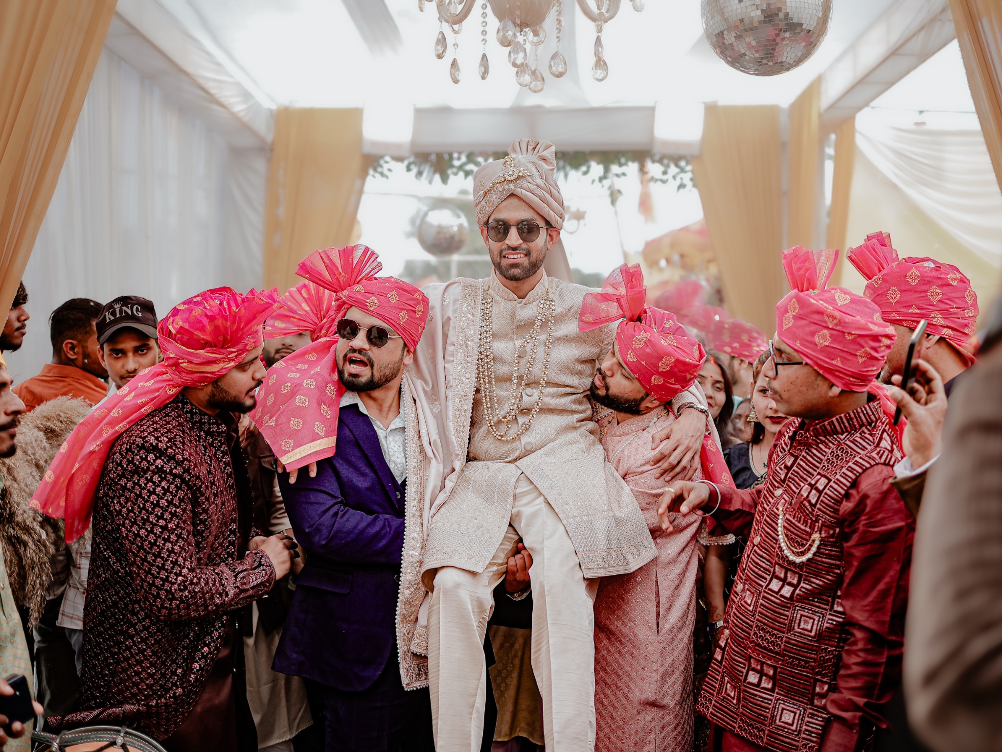 Groom with Friends at Baraat