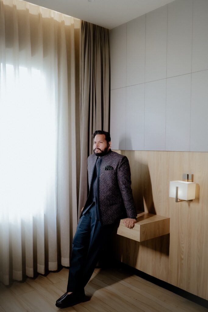 Groom Solo Window Portrait
