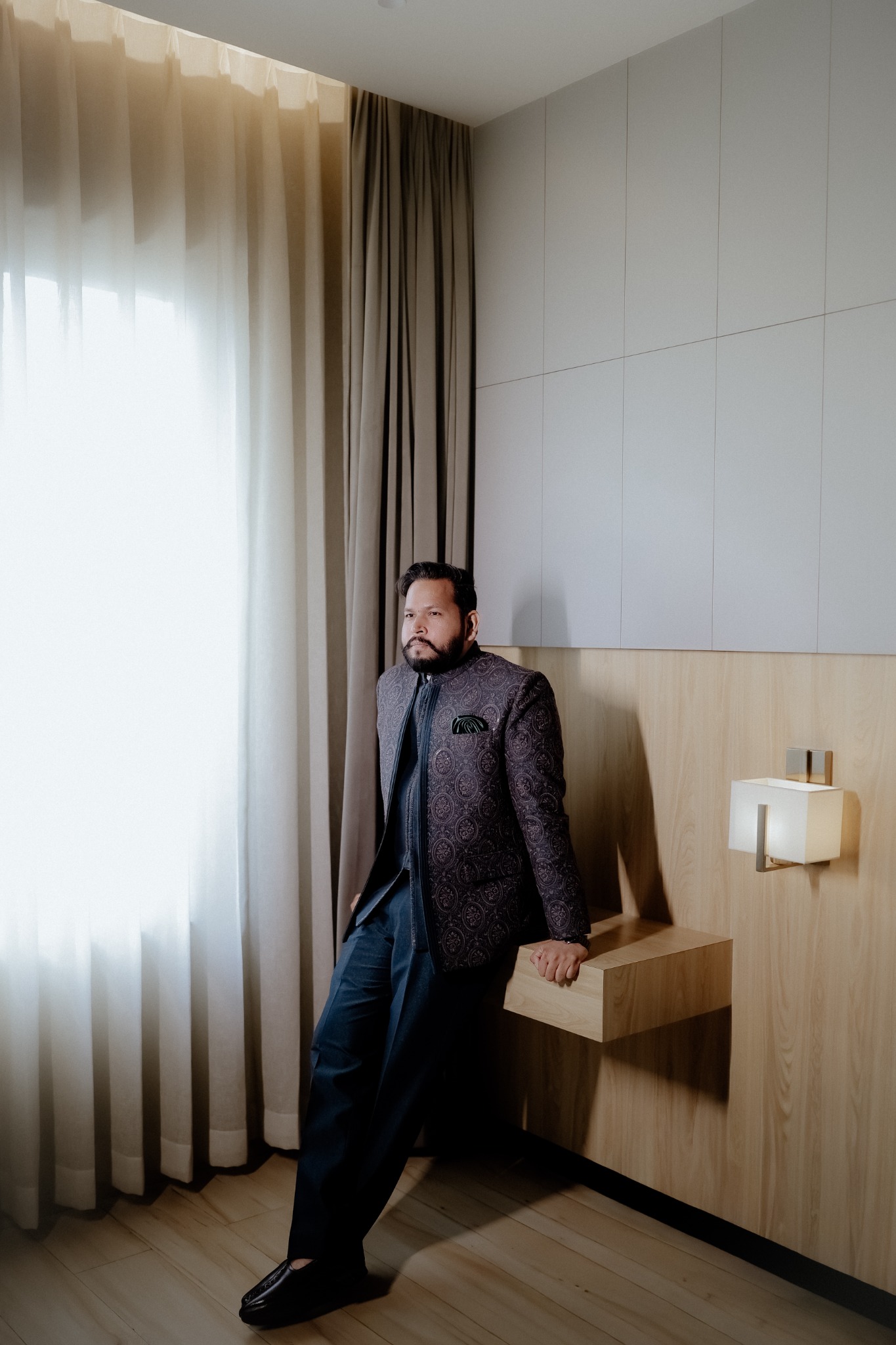 Groom Solo Window Portrait