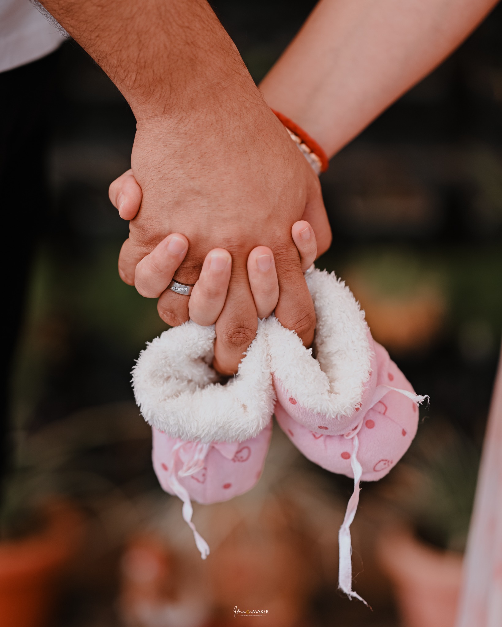 Maternity Couple Baby Shoes Announcement
