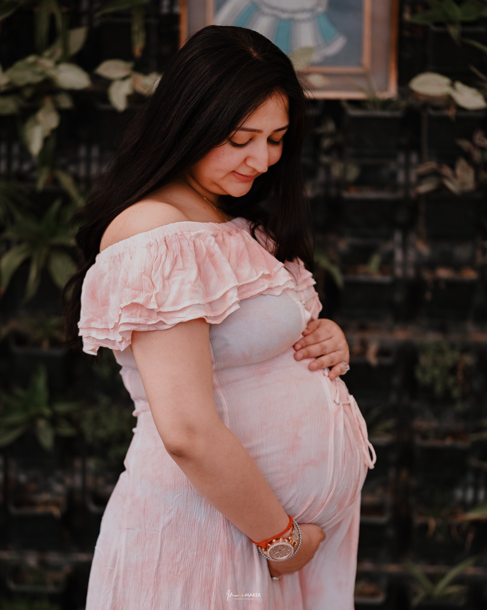 Maternity Mother Pink Dress Portrait