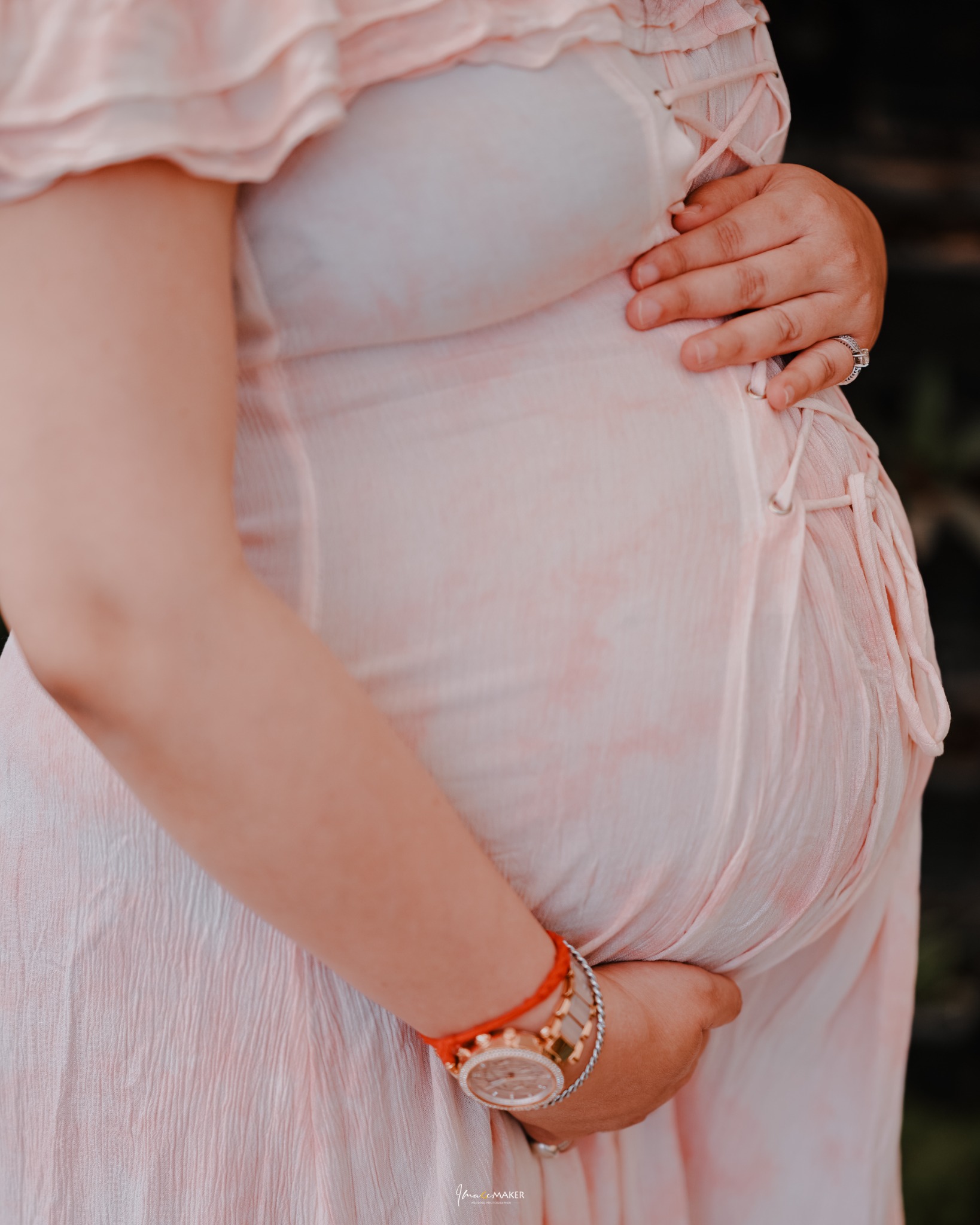 Maternity Pink Dress Baby Bump Detail