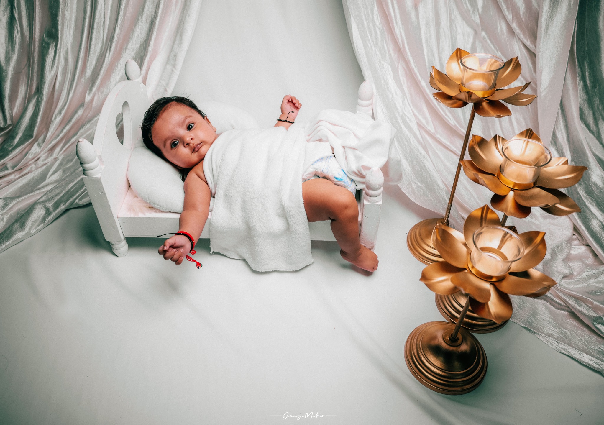 Newborn Baby White Studio Portrait