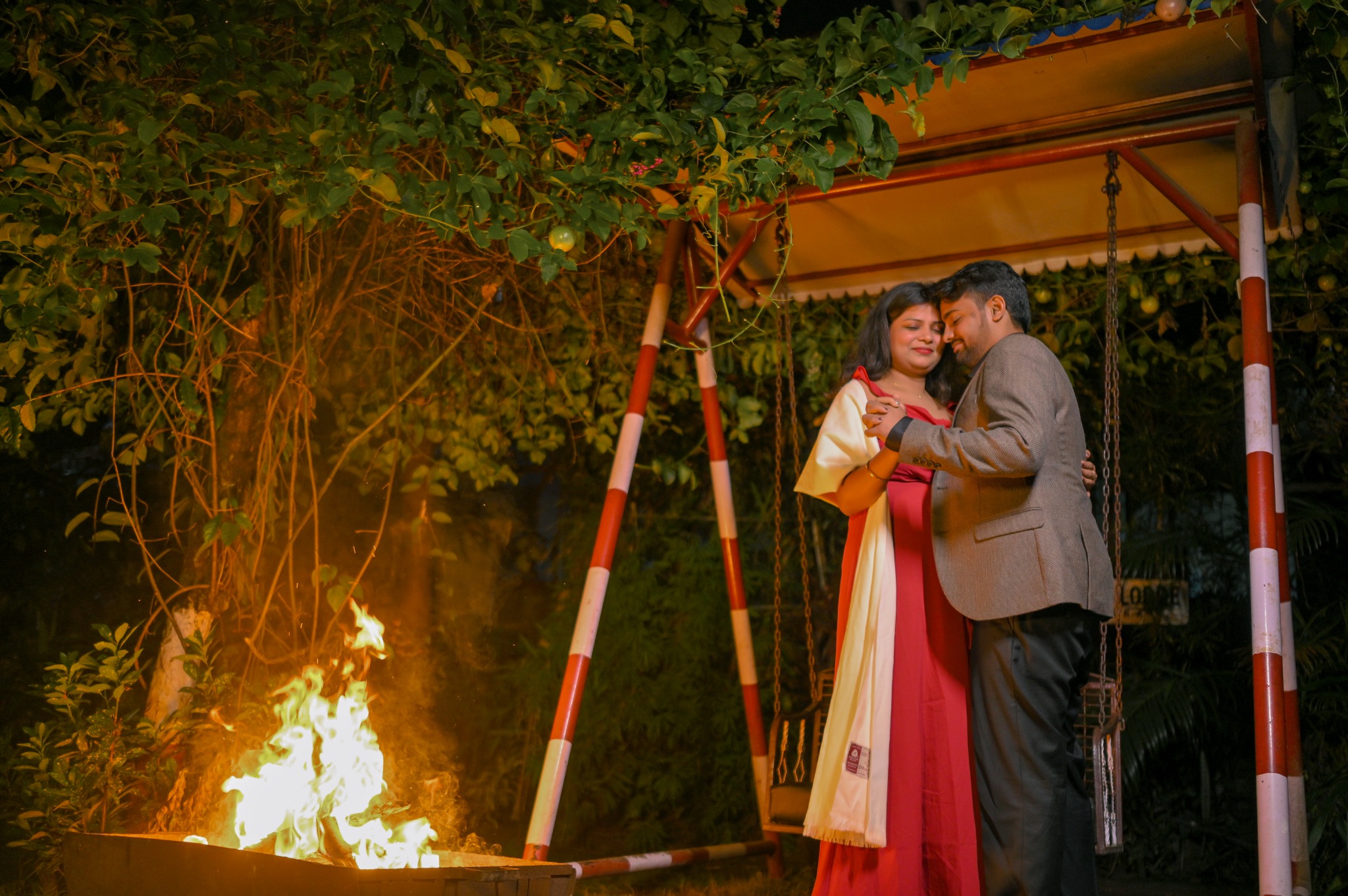 Pre-Wedding Couple Campfire Portrait