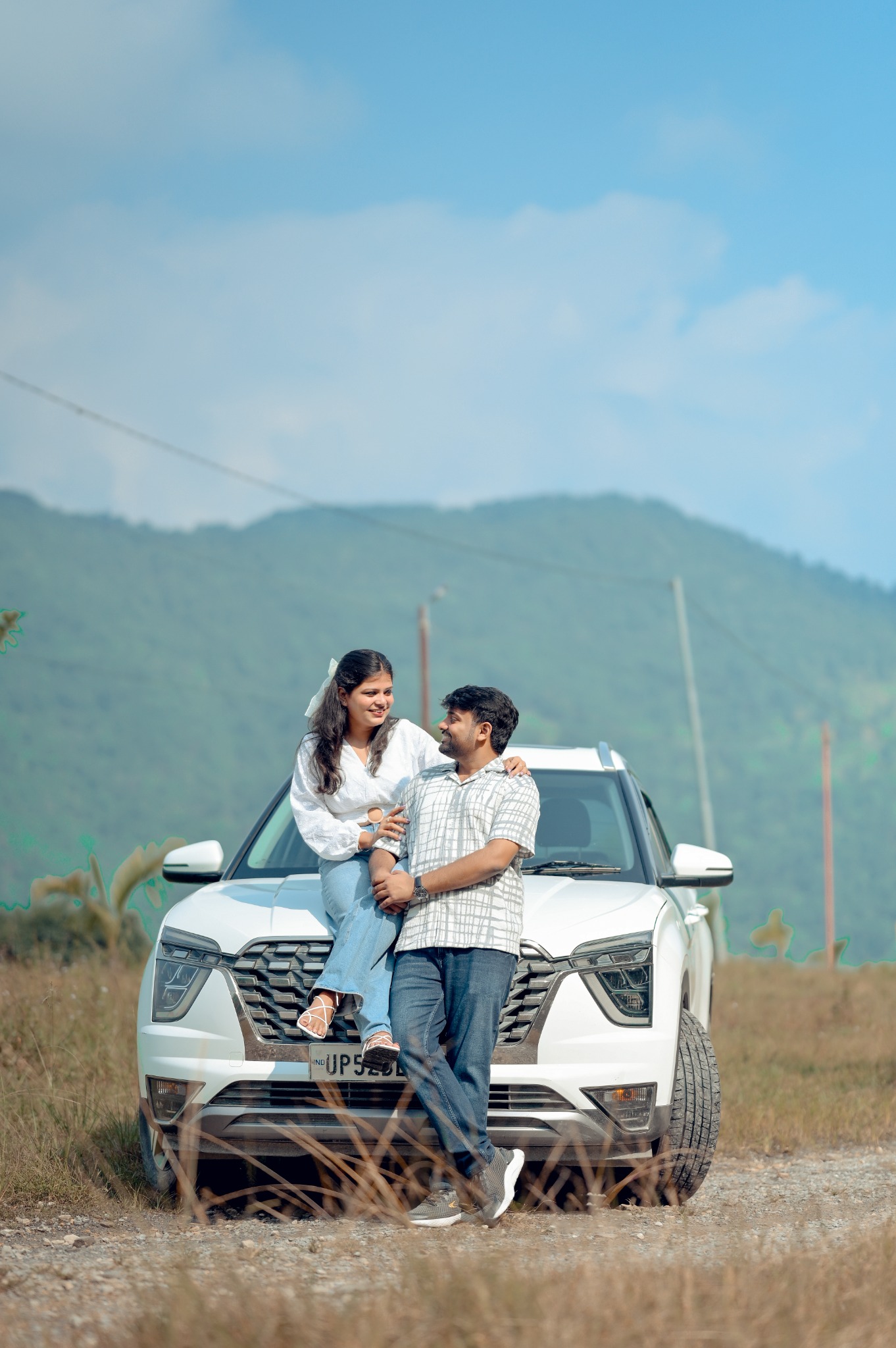 Pre-Wedding Couple Car Portrait
