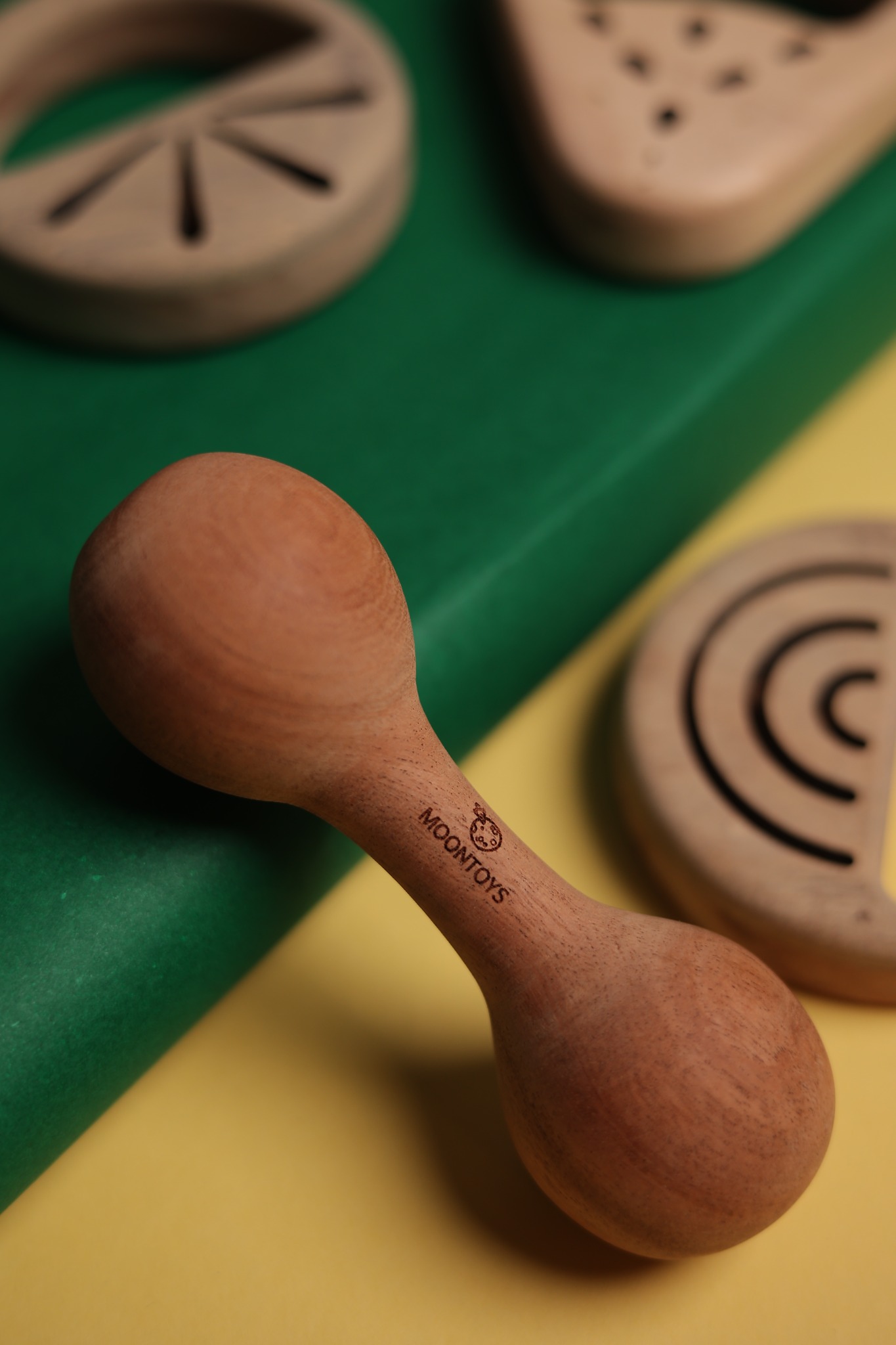Wooden Baby Rattle Product Close-Up