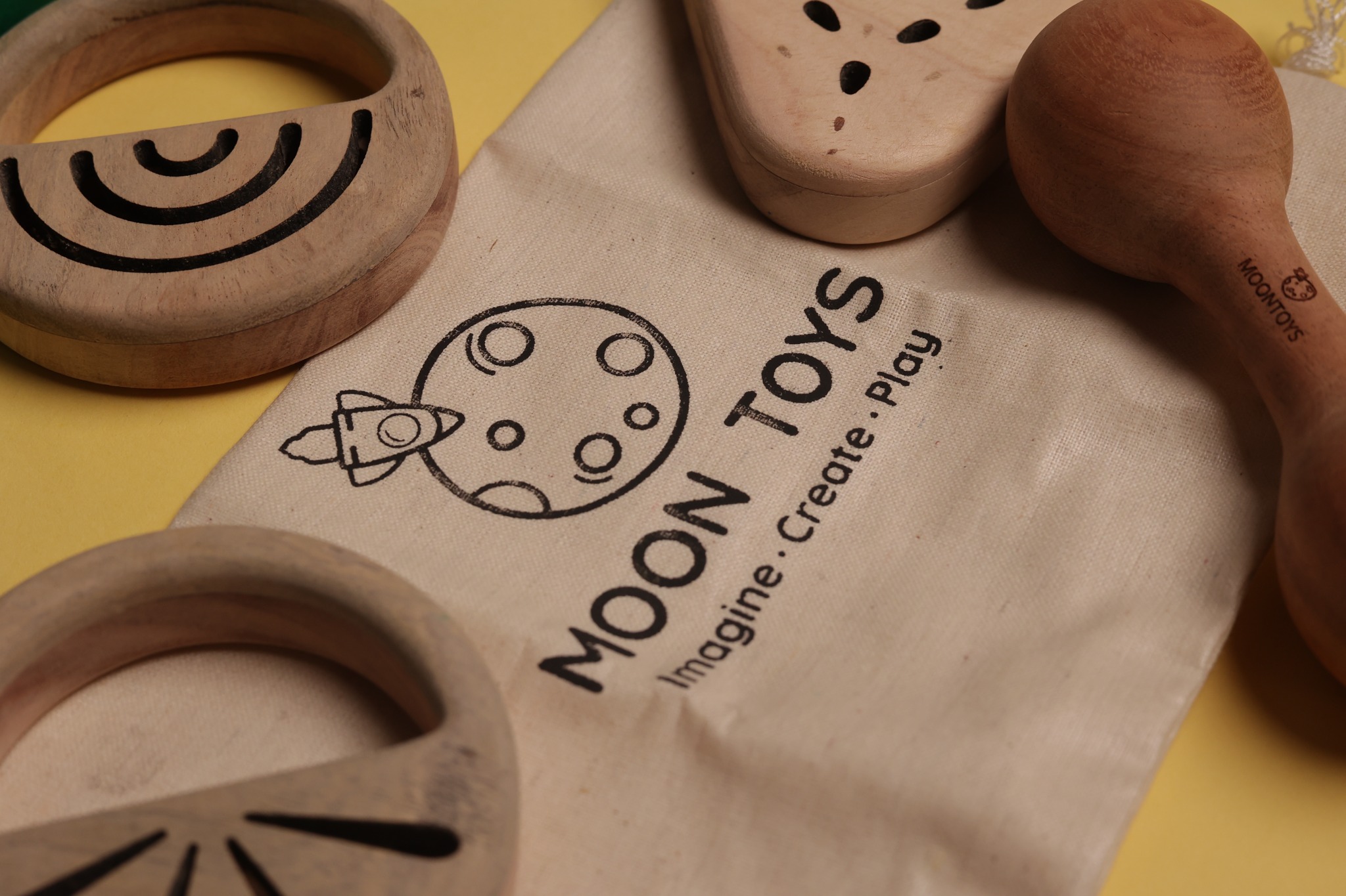 Wooden Baby Toys Brand Flat Lay