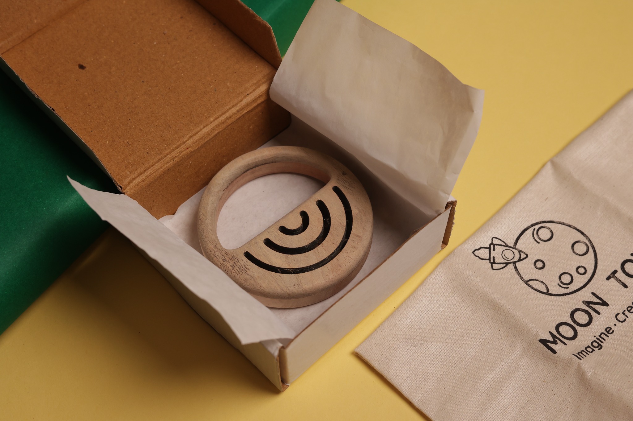 Wooden Rainbow Teether Gift Box Product Photography